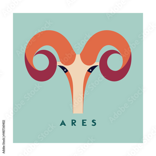 Stylized illustration of the aries zodiac sign in flat design aesthetic with pastel tones