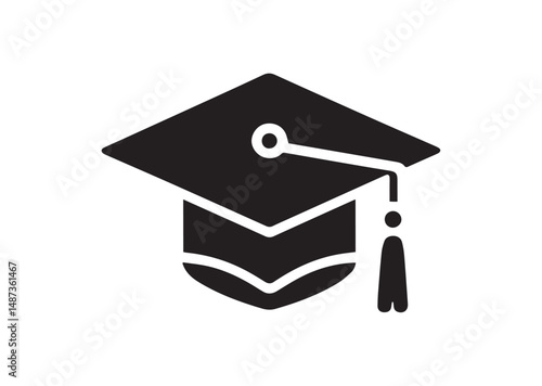 Graduation Cap Icon, Graduation Cap Silhouette Vector