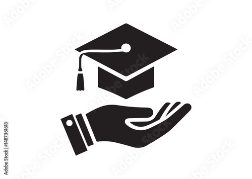 Graduation Cap Icon, Graduation Cap Silhouette Vector