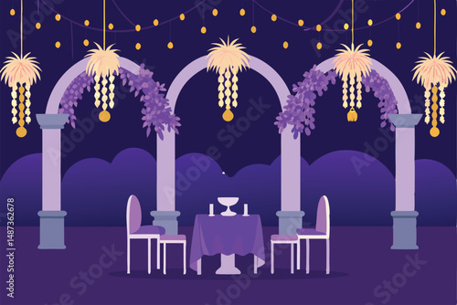 vector illustration of a night city
