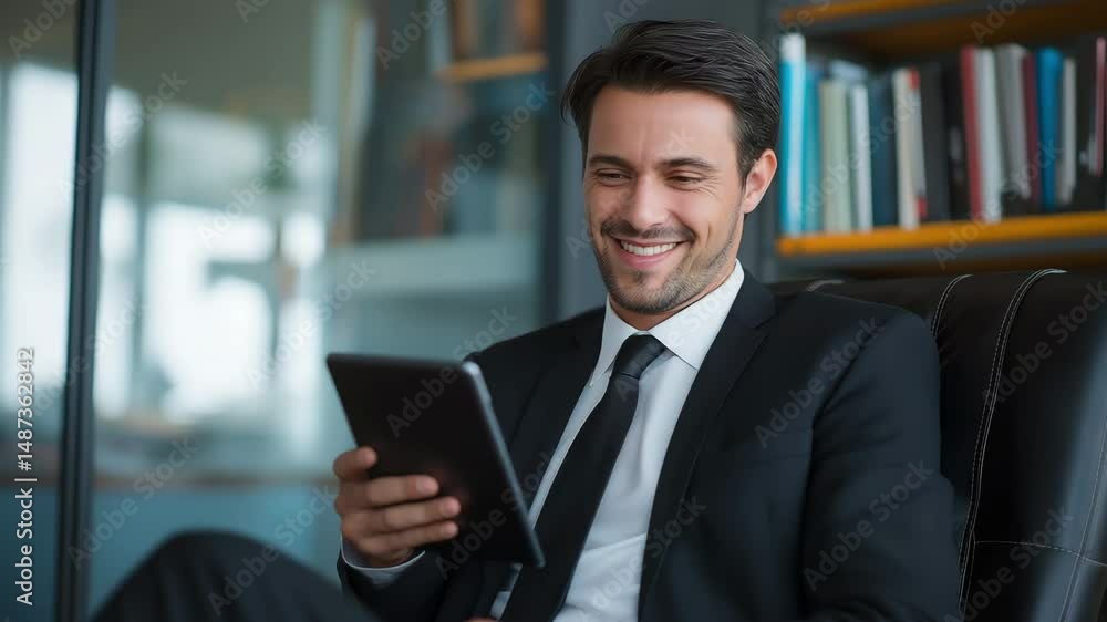 Businessman at the office, using his tablet. Businessman at the office, using his tablet.