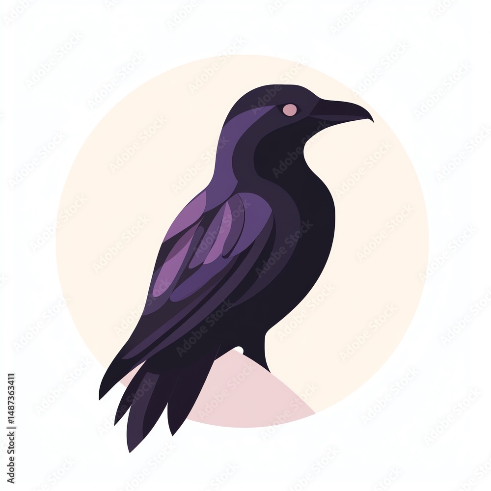 Fototapeta premium Elegant Raven Silhouette A Modern, Abstract Bird Logo Design. Simple yet striking, this logo evokes a sense of mystery and sophistication.