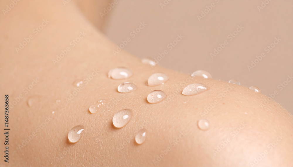 Fototapeta premium Water-Repellent Smooth Skin Texture – Clean Beauty Background 水滴を弾く、なめらかな肌の質感をもつ清潔感ある背景素材