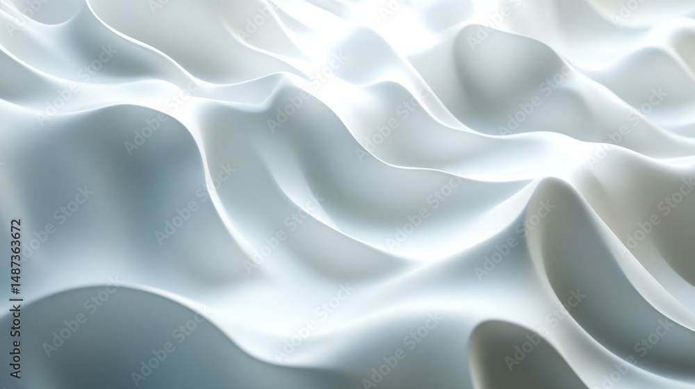 Fototapeta premium Abstract White and Gray Waves Background Texture Soft, Smooth, Flowing Undulating Curves