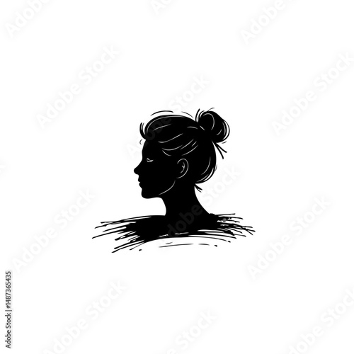 Elegant silhouette of a woman with a stylish updo against a clean background