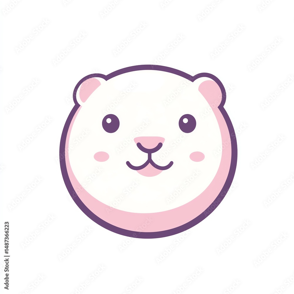 Obraz premium Adorable Capybara Face, Round Logo Design. Simple, Cute, and Abstract Illustration of a Happy Capybara.