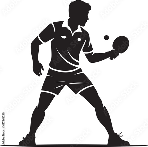 Table Tennis Player Silhouette – Ping Pong Action Vector Art