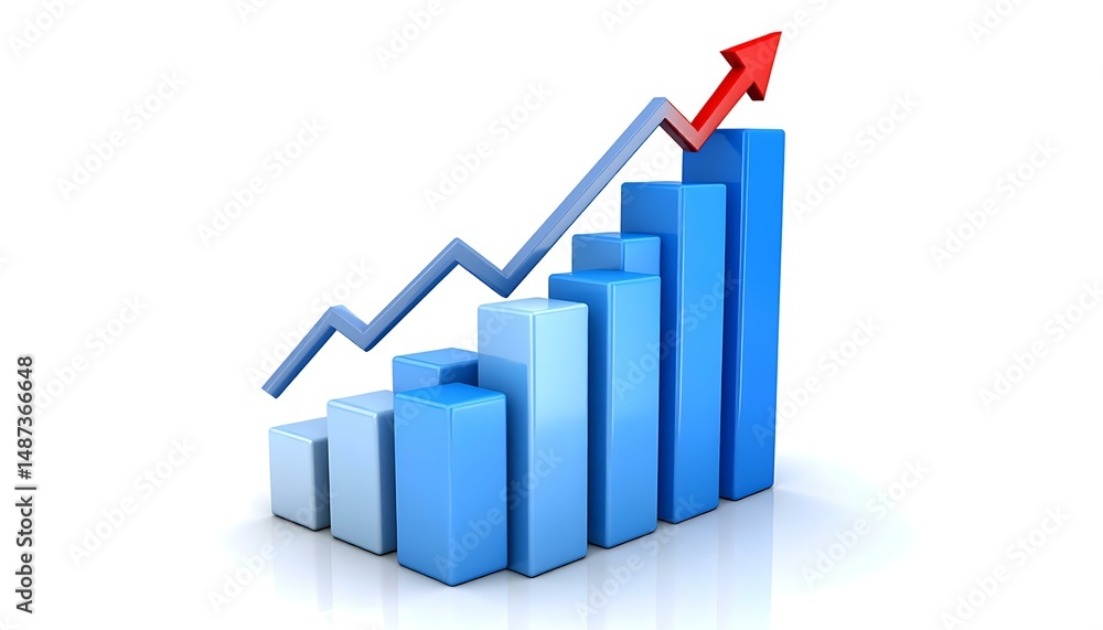 Ascending Blue Bar Graph Showing Exponential Growth and Profit Ascending Blue Bar Graph Showing Exponential Growth and Profit