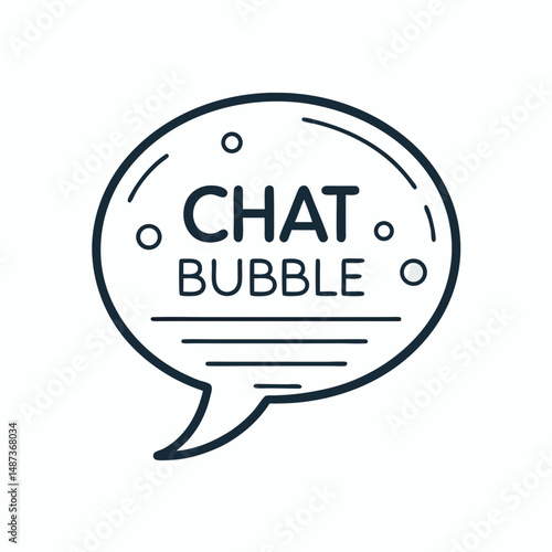 Create a vector illustration of a bold-stroke chat bubble icon with a clean, minimalist design.  Include variations in size and style.