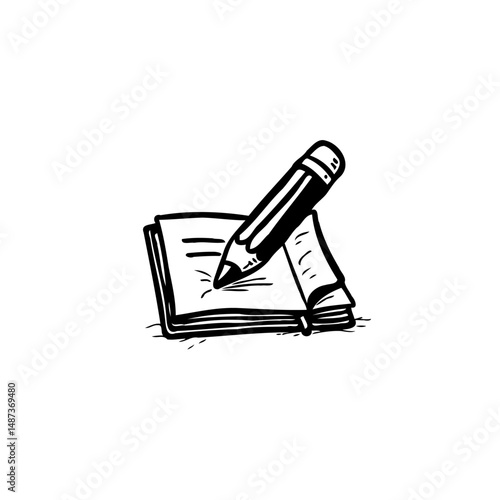 Sketch of a Pencil Writing on a Notepad for Creative Writing Projects