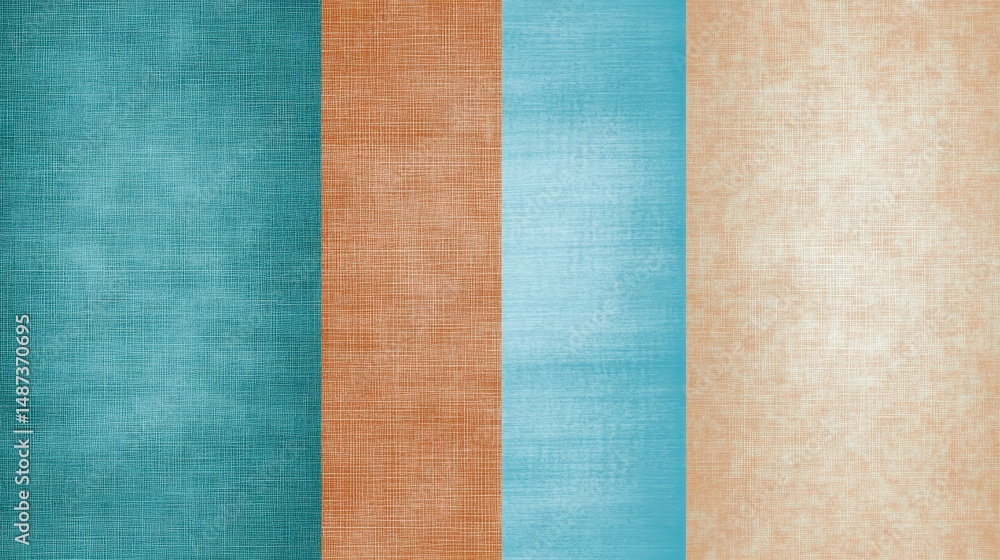 Fototapeta premium Textured backgrounds in turquoise, orange, beige, and cream colors, perfect for design projects, presentations, and creative artwork. Abstract digital wallpaper.