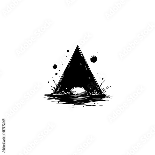 Fotografie Abstract geometric representation, a dark and minimalist artistic interpretation