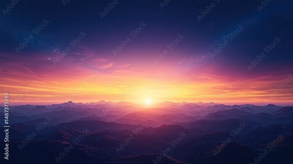 Fototapeta premium Capture the dynamic financial journey through a radiant and blissful landscape in soft glow style, with vibrant colors and high-angle perspective,