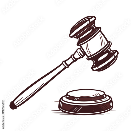 Judge gavel icon vector on white background. Adobe Illustrator Artwork