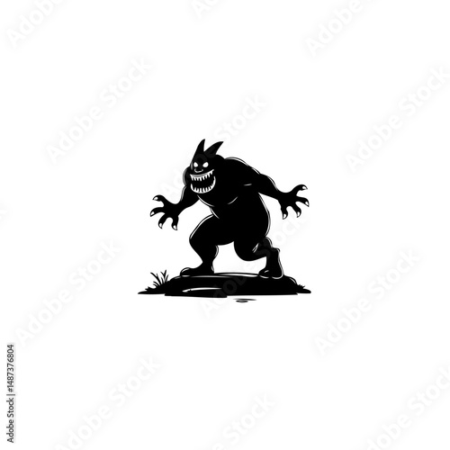 Silhouette of a menacing creature emerging from the shadows with intense gaze