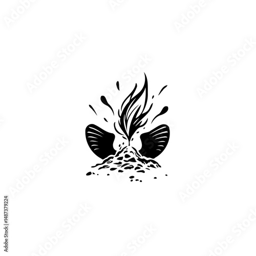 Stylized eruption illustration depicting powerful, symbolic representation of energy