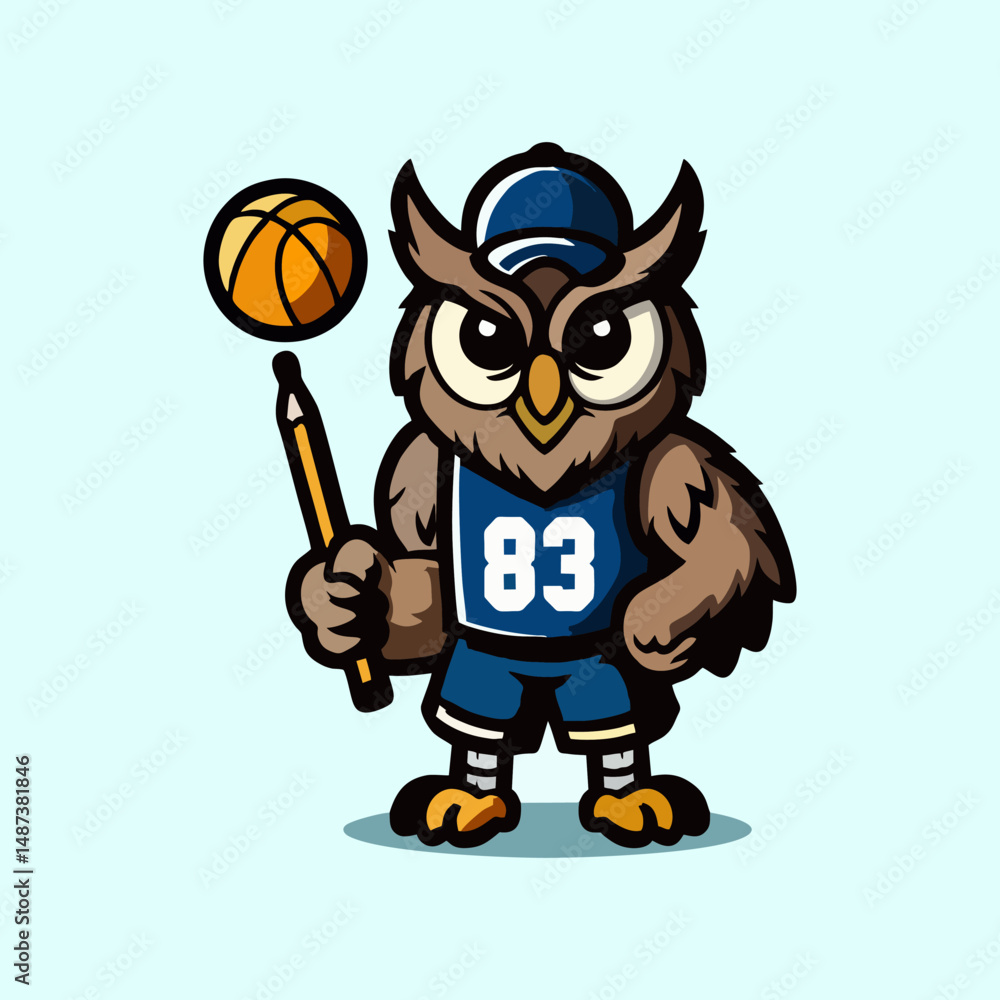 Fototapeta premium Owl Mascot Vector Illustration Cute Owl Character Animal Mascot Logo Cartoon Owl Funny Owl Head Creative Mascot Night Bird Wildlife Design for Merchandise Sticker T Shirt Emblem Print Badge