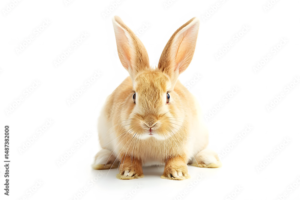 Fototapeta premium Cute orange bunny rabbit on white background