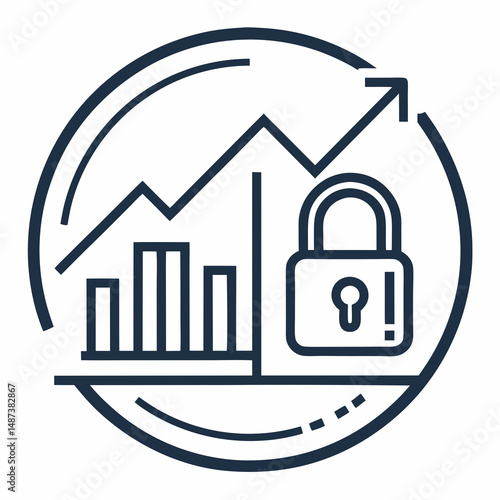 Design a bold, vector icon depicting a strong, secure safe for a safe investment, emphasizing stability and reliability.