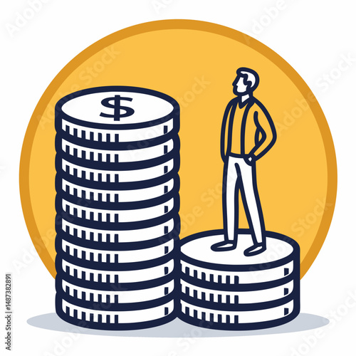 Design a bold, vector icon depicting a salary payout;  emphasize strong lines and a clean, modern style.  Include a stylized dollar sign or paycheck.