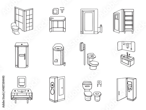 contemporary isolation room line art vector illustration