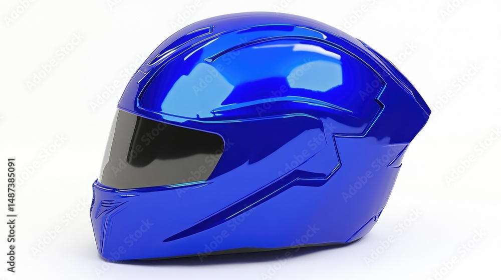 Fototapeta premium Blue engineer helmet with sleek design and smooth texture placed neatly on white backdrop