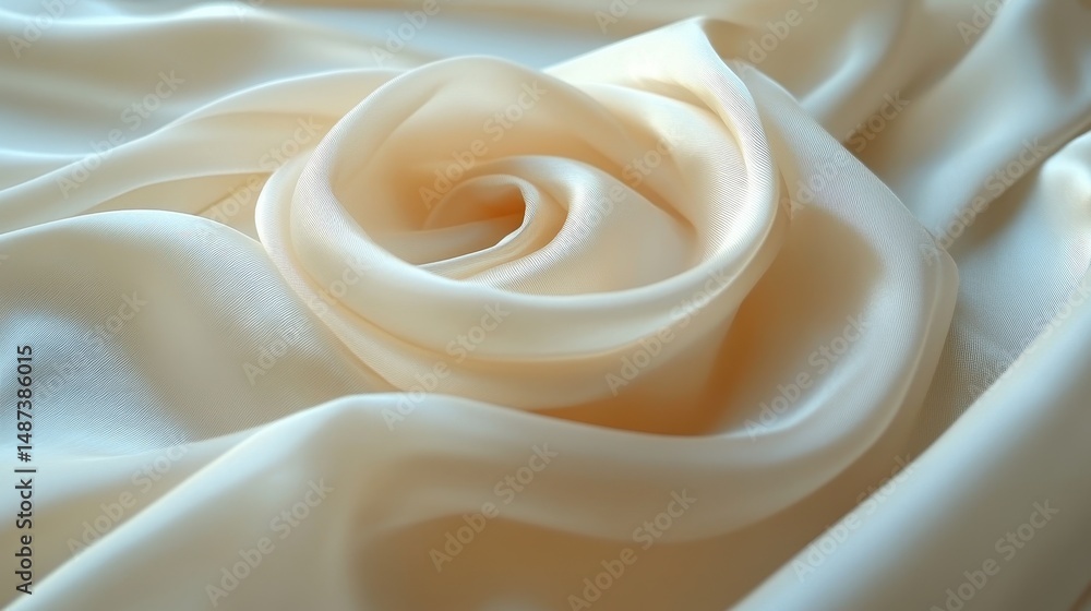 Obraz premium Cream Colored Silk Fabric Draped in a Rose like Pattern