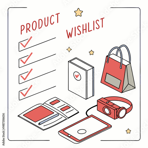 product wishlist design vector white background