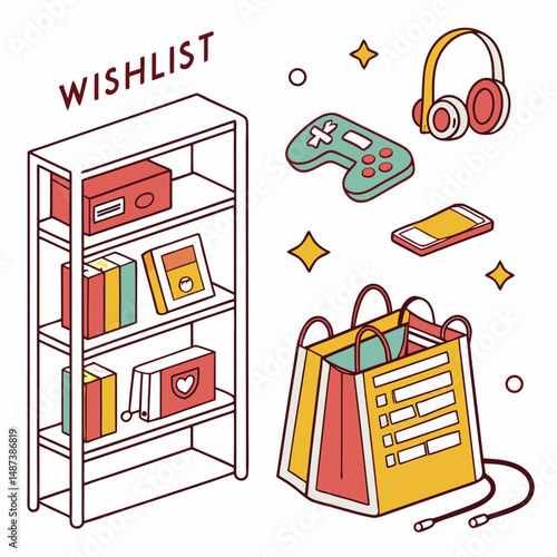 product wishlist design vector white background
