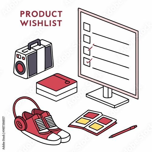 product wishlist design vector white background