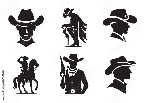 A Cowboy Silhouette Vector Set