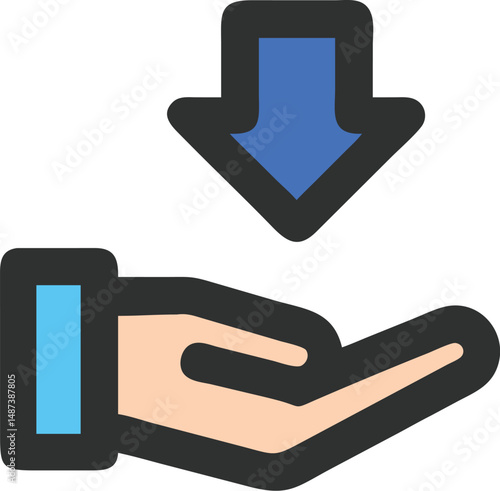 Hand with Arrow Down Direction Receiving Gifts
