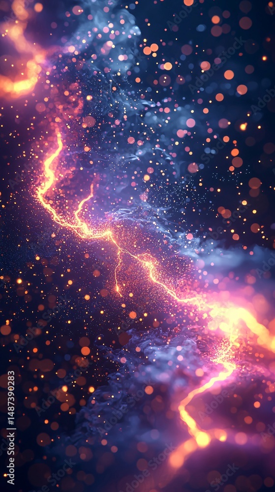 Fototapeta premium A cosmic scene of lightning under the stars