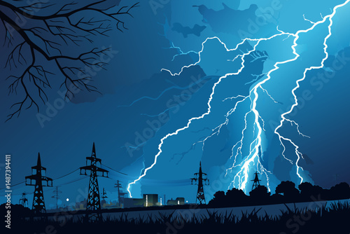 Create a vibrant vector background showcasing electric energy; bold, bright light streaks and dynamic lines depicting power and electricity.