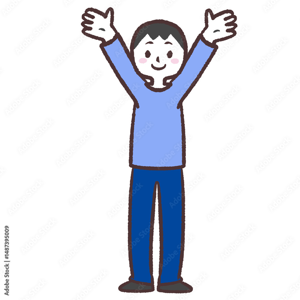 万歳する男性のイラスト 万歳する男性のイラスト