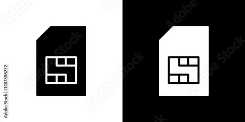 Sim card icon in solid flat trendy design style.