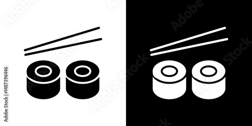 Sushi icon in solid flat trendy design style.