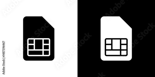 Sim card icon in solid flat trendy design style.