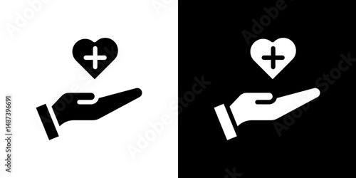 Health insurance icon in solid flat trendy design style.