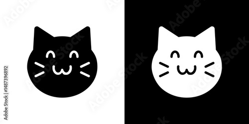 Cat icon in solid flat trendy design style.