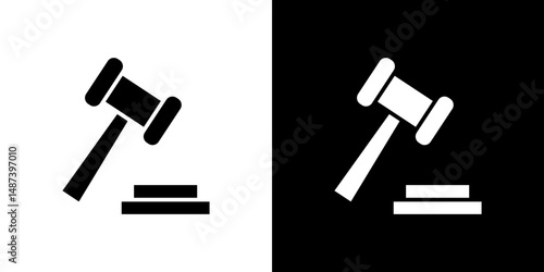 Auction icon in solid flat trendy design style.