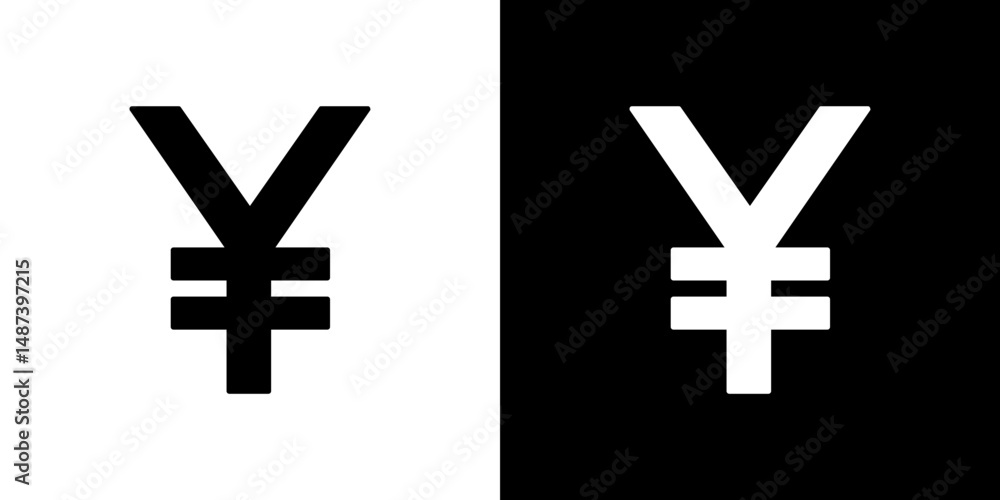 Obraz premium Yen icon in solid flat trendy design style.