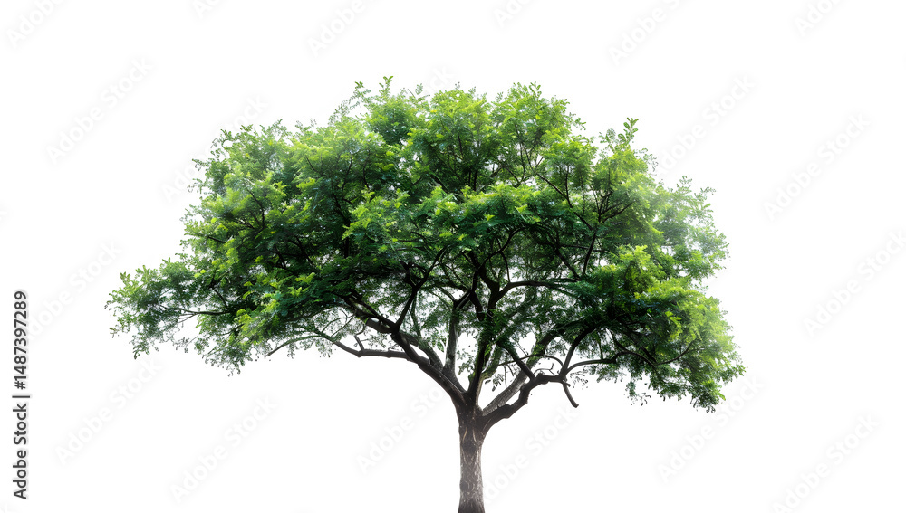 Obraz premium Single green tree isolated on white background