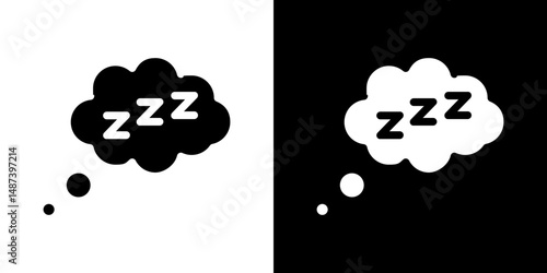 Zzz icon in solid flat trendy design style.