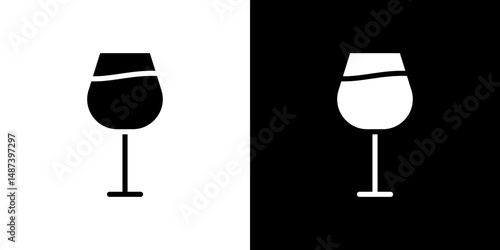 Wine glass icon in solid flat trendy design style.