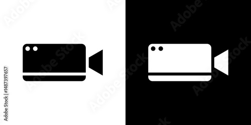 Video call icon in solid flat trendy design style.