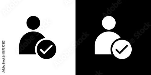 User check icon in solid flat trendy design style.
