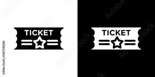Ticket stub icon in solid flat trendy design style.