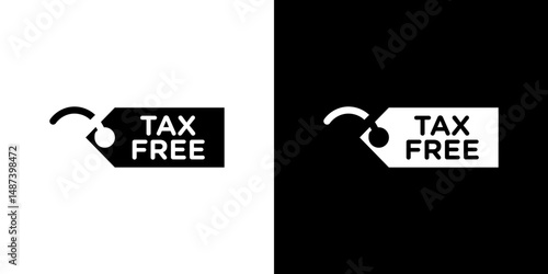 Tax free icon in solid flat trendy design style.