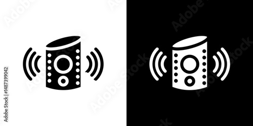 Smart speaker icon in solid flat trendy design style.